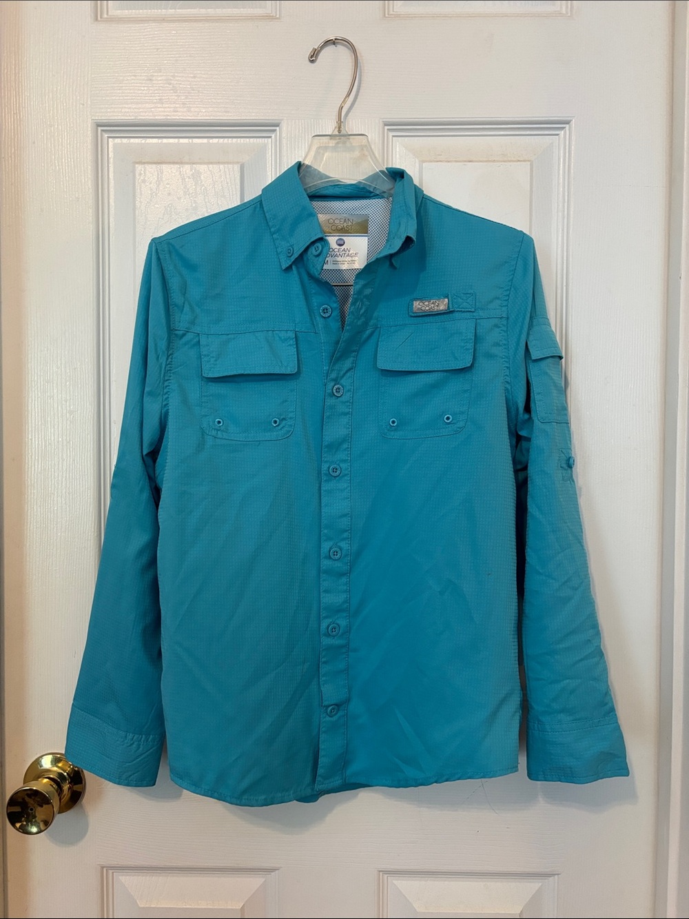Boys Teal Long-Sleeve Fishing Shirt- Ocean and Coast